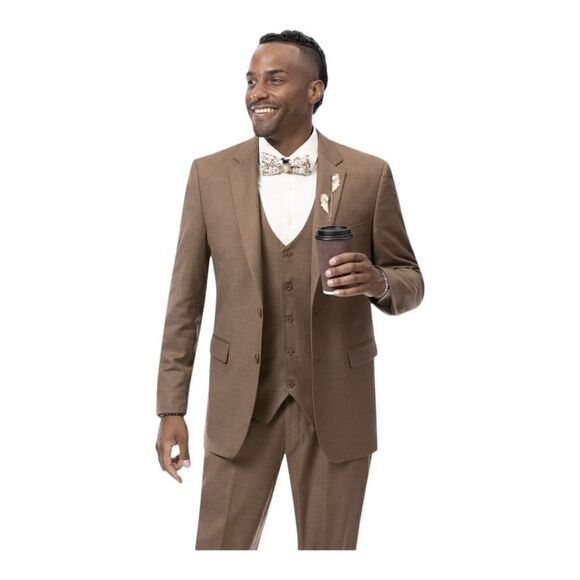 MEN'S EJ SAMUEL BROWN 3 PIECE FASHION SUIT. M 18022. - Picture 1 of 1